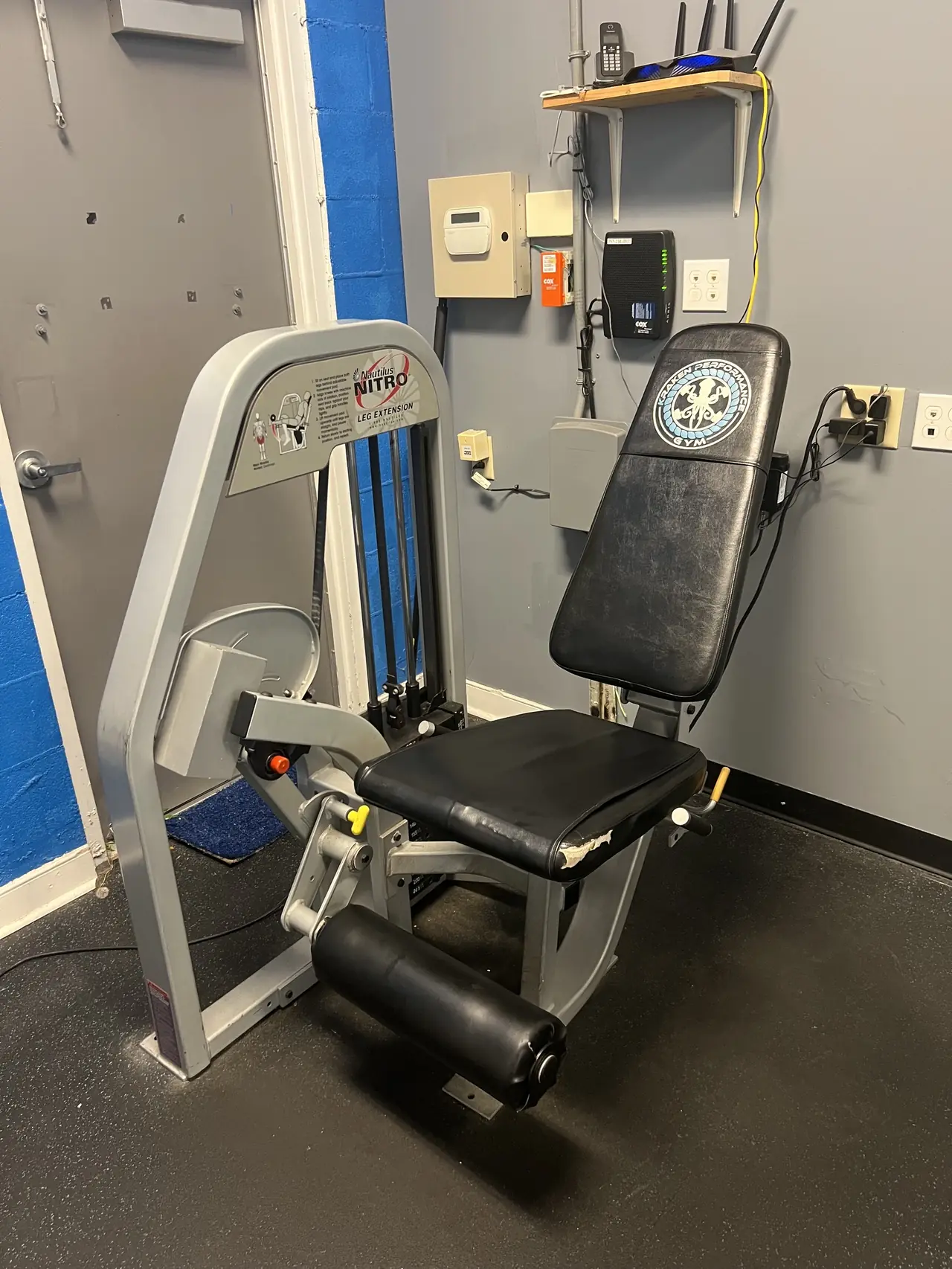 Nautilus Nitro leg extension with a Kraken Performance Gym backrest.